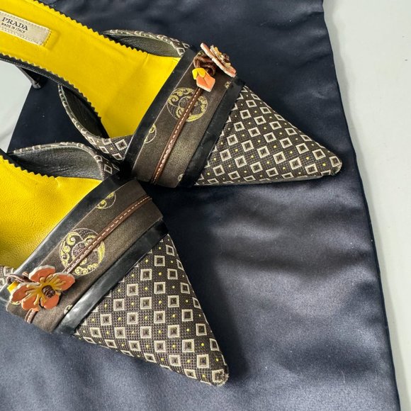 Authentic PRADA Flower Kimono Pointed Mules, Size 37 - Picture 9 of 14